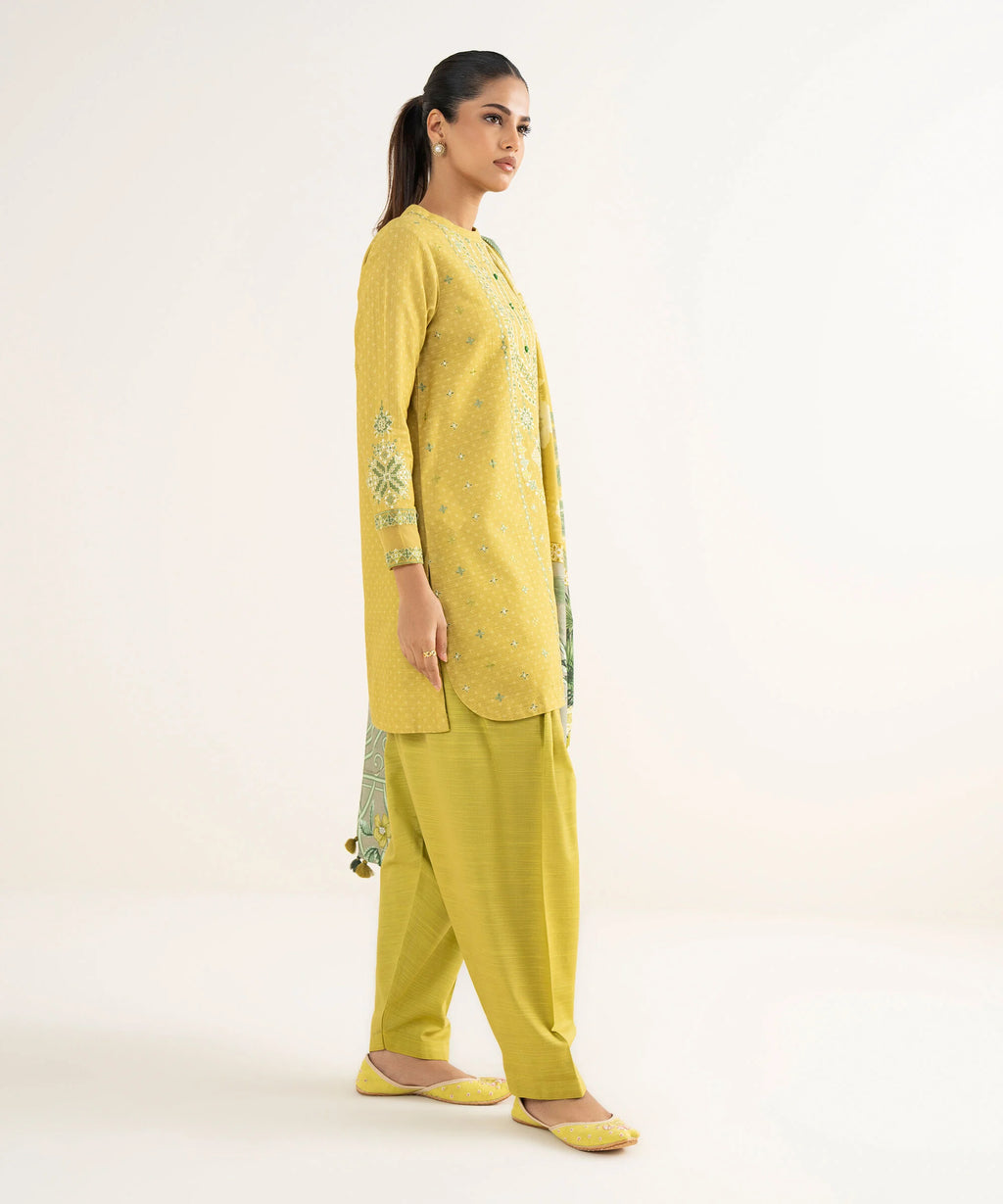3 Piece - Embroidered Khaddar Suit