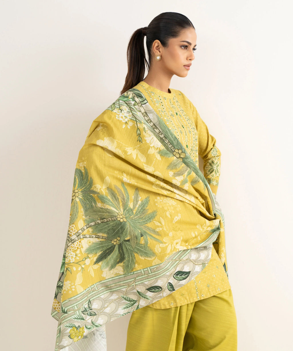 3 Piece - Embroidered Khaddar Suit