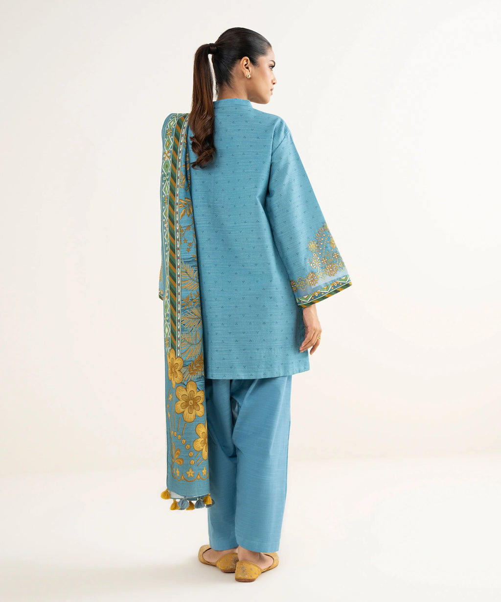 3 Piece - Embroidered Khaddar Suit
