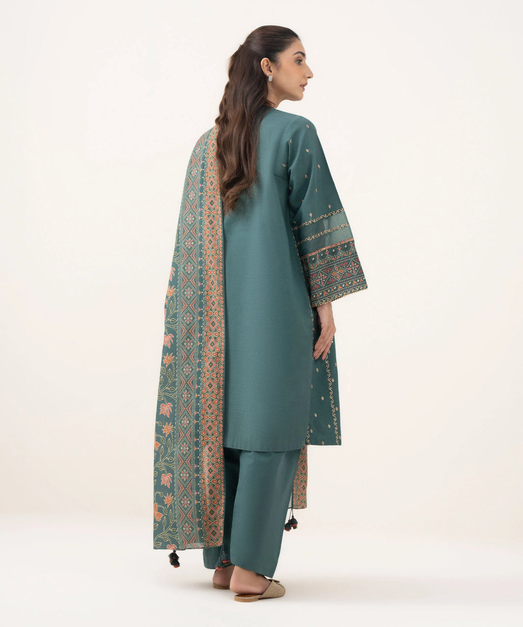 3 Piece - Embroidered Light Khaddar Suit