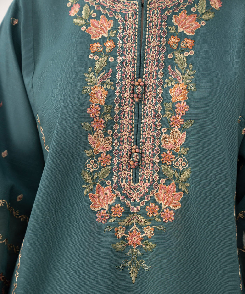 3 Piece - Embroidered Light Khaddar Suit