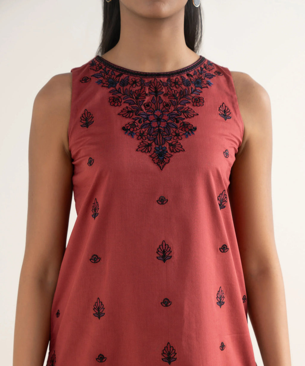 3 Piece - Embroidered Cotton Suit