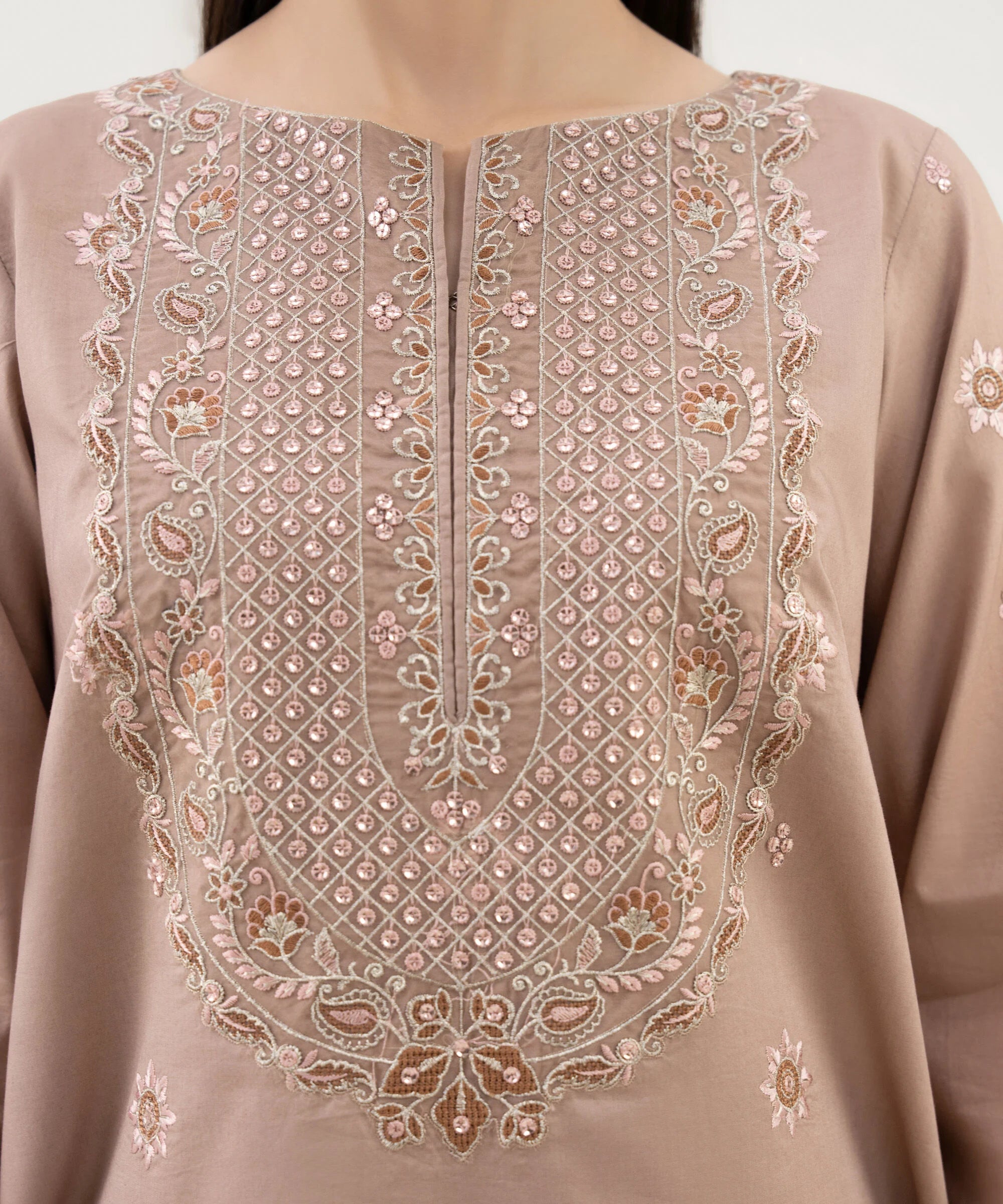 3 Piece - Embroidered Cotton Suit