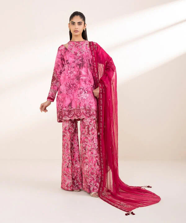 3 Piece - Embroidered Dobby Suit