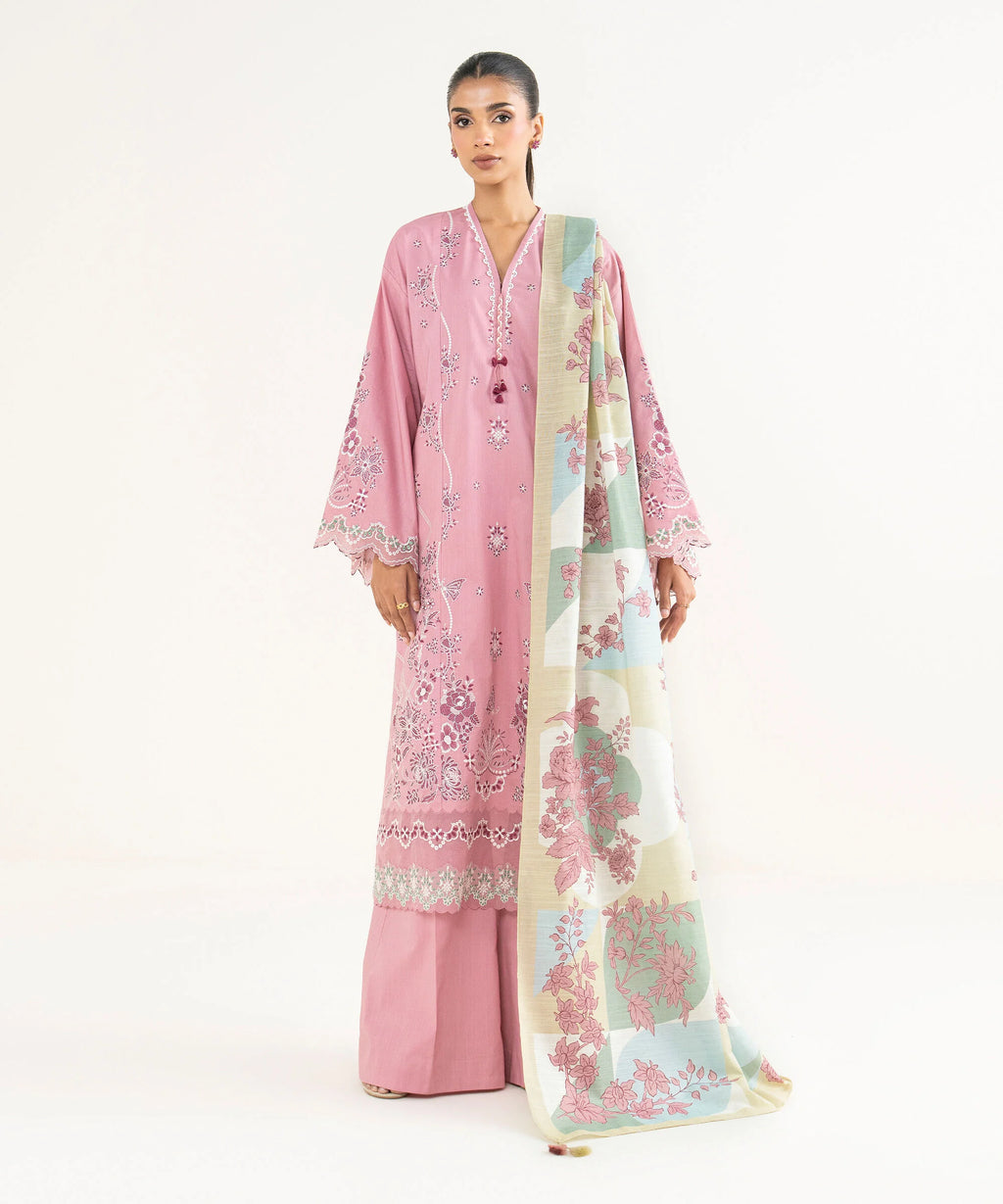 3 Piece - Embroidered Crosshatch Suit