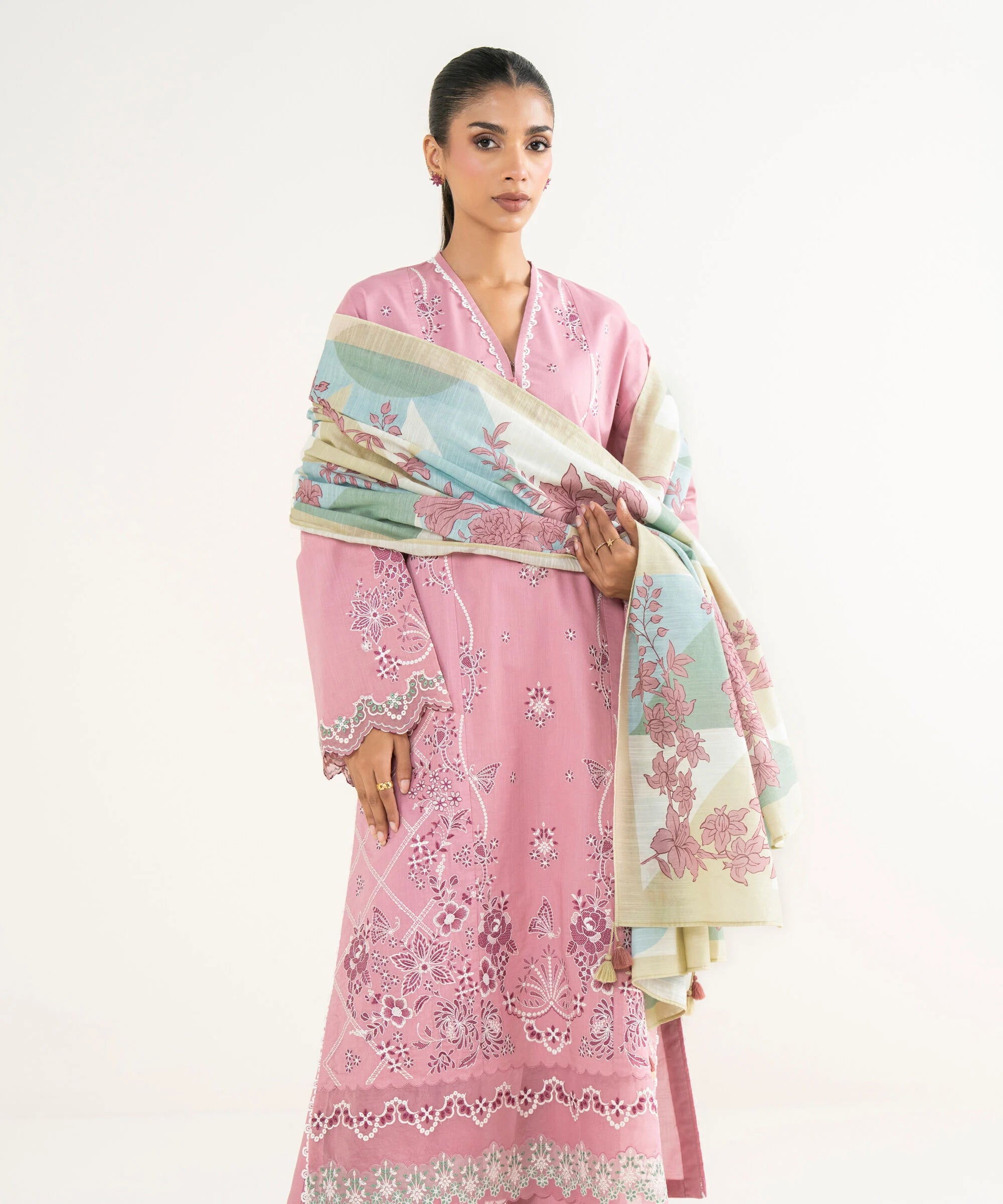 3 Piece - Embroidered Crosshatch Suit