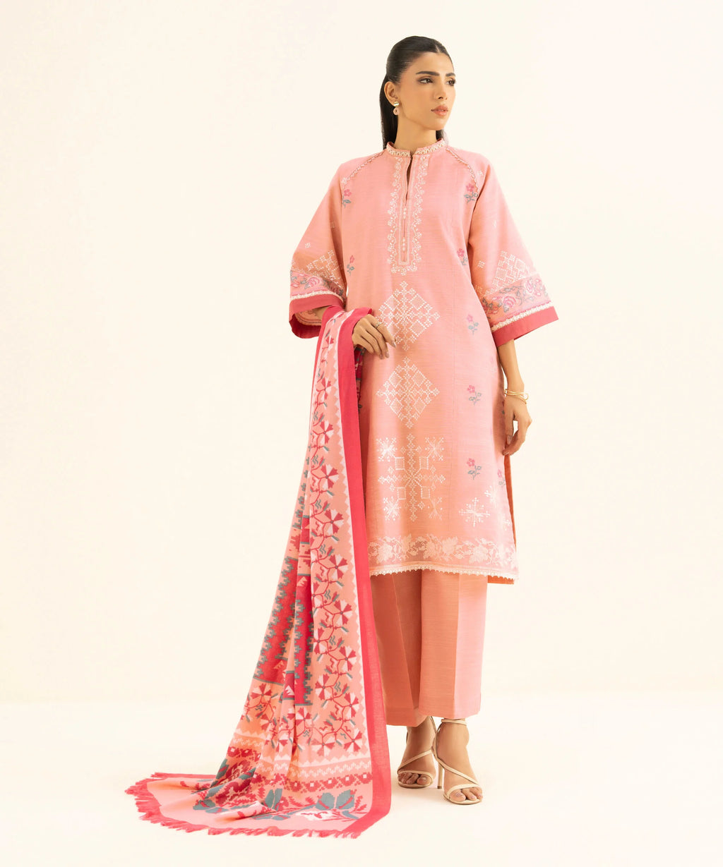 3 Piece - Embroidered Twill Suit