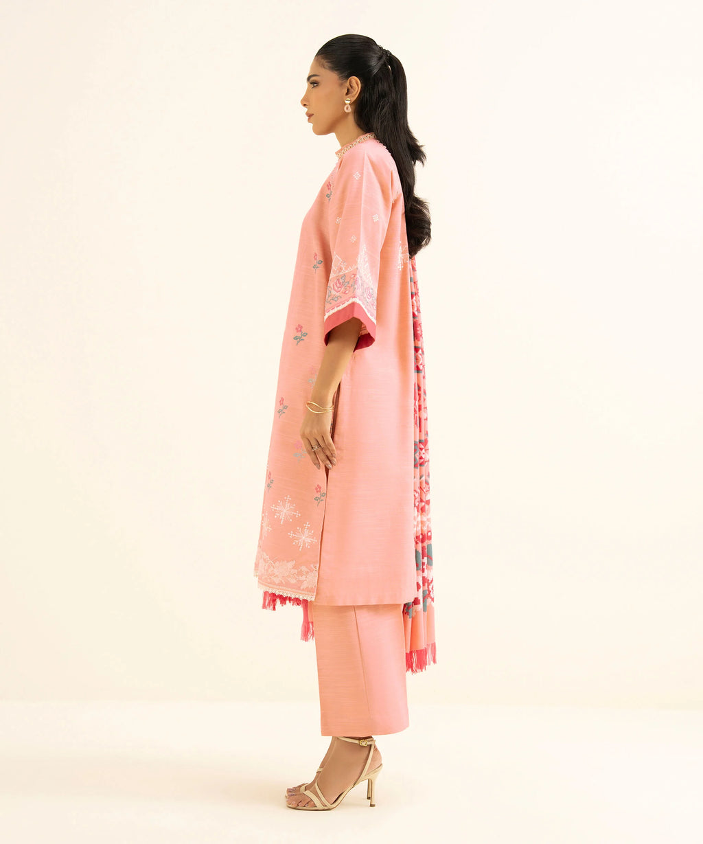 3 Piece - Embroidered Twill Suit