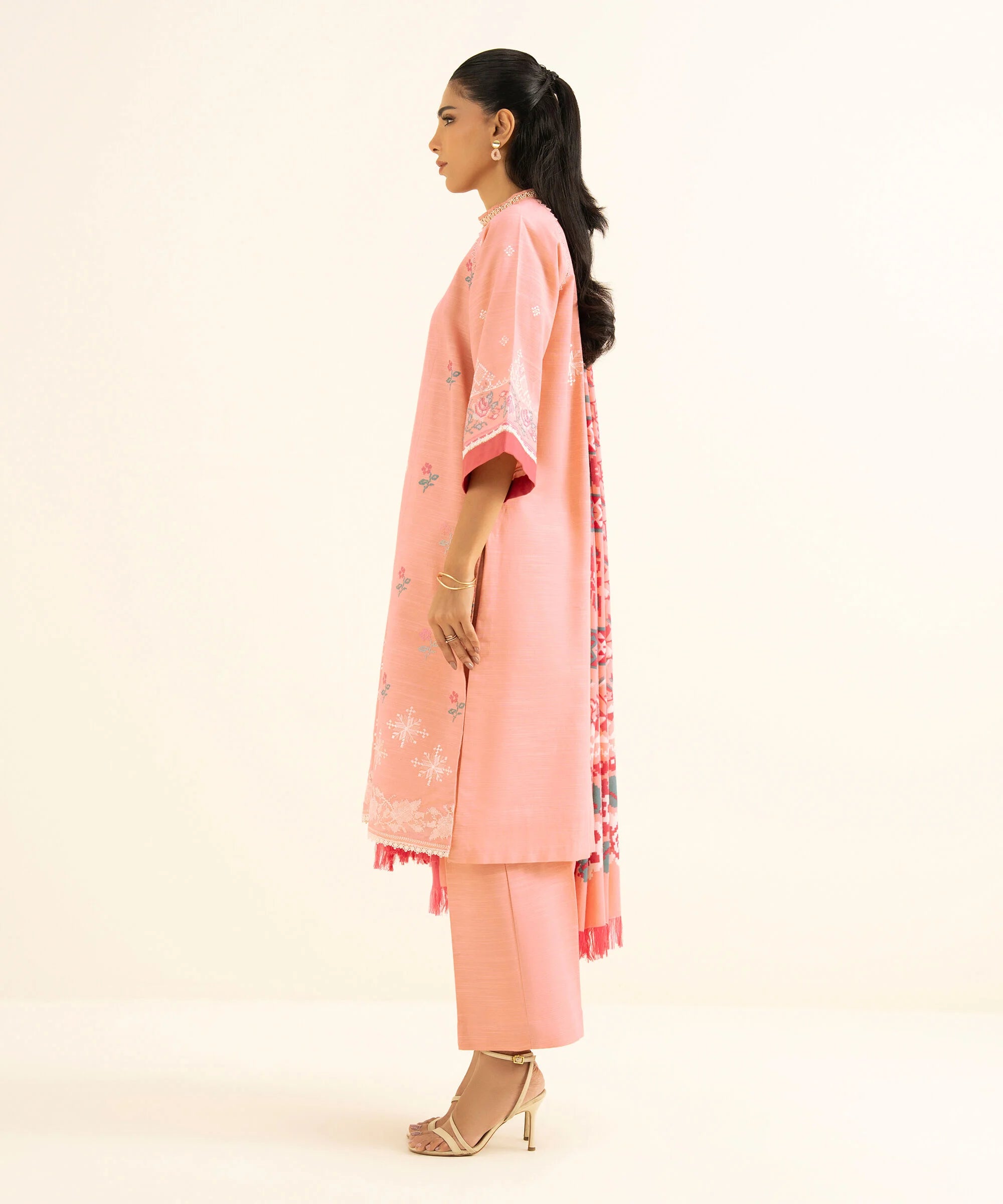 3 Piece - Embroidered Twill Suit