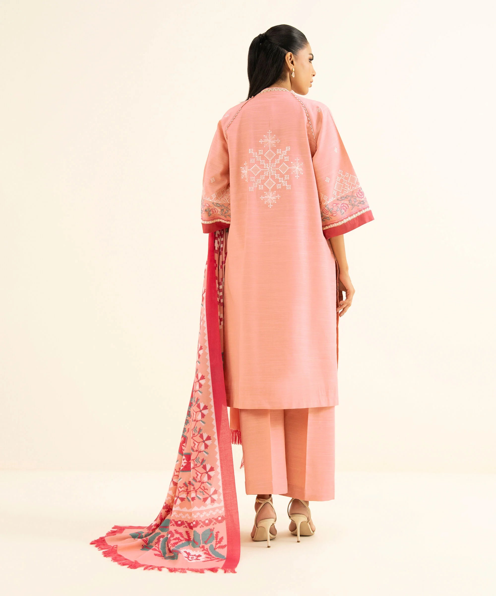 3 Piece - Embroidered Twill Suit