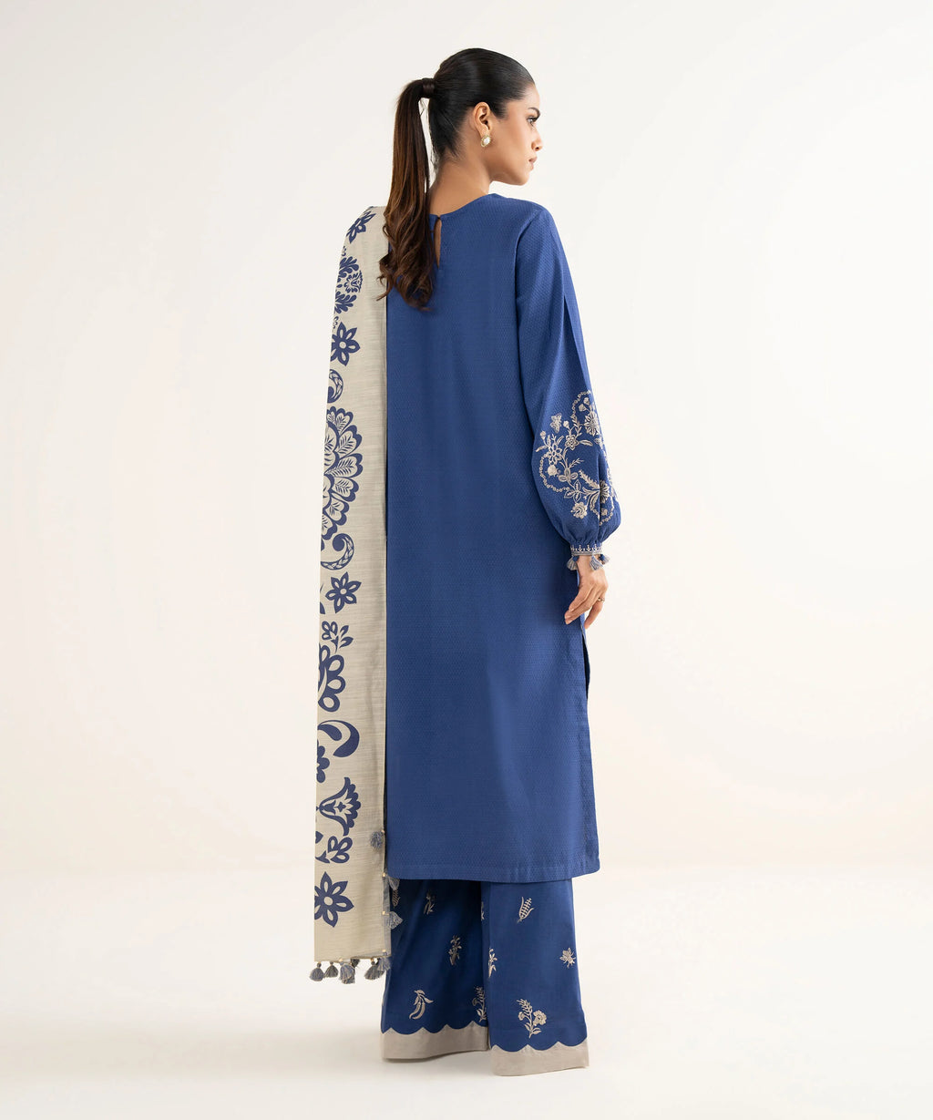 3 Piece - Embroidered Dobby Suit