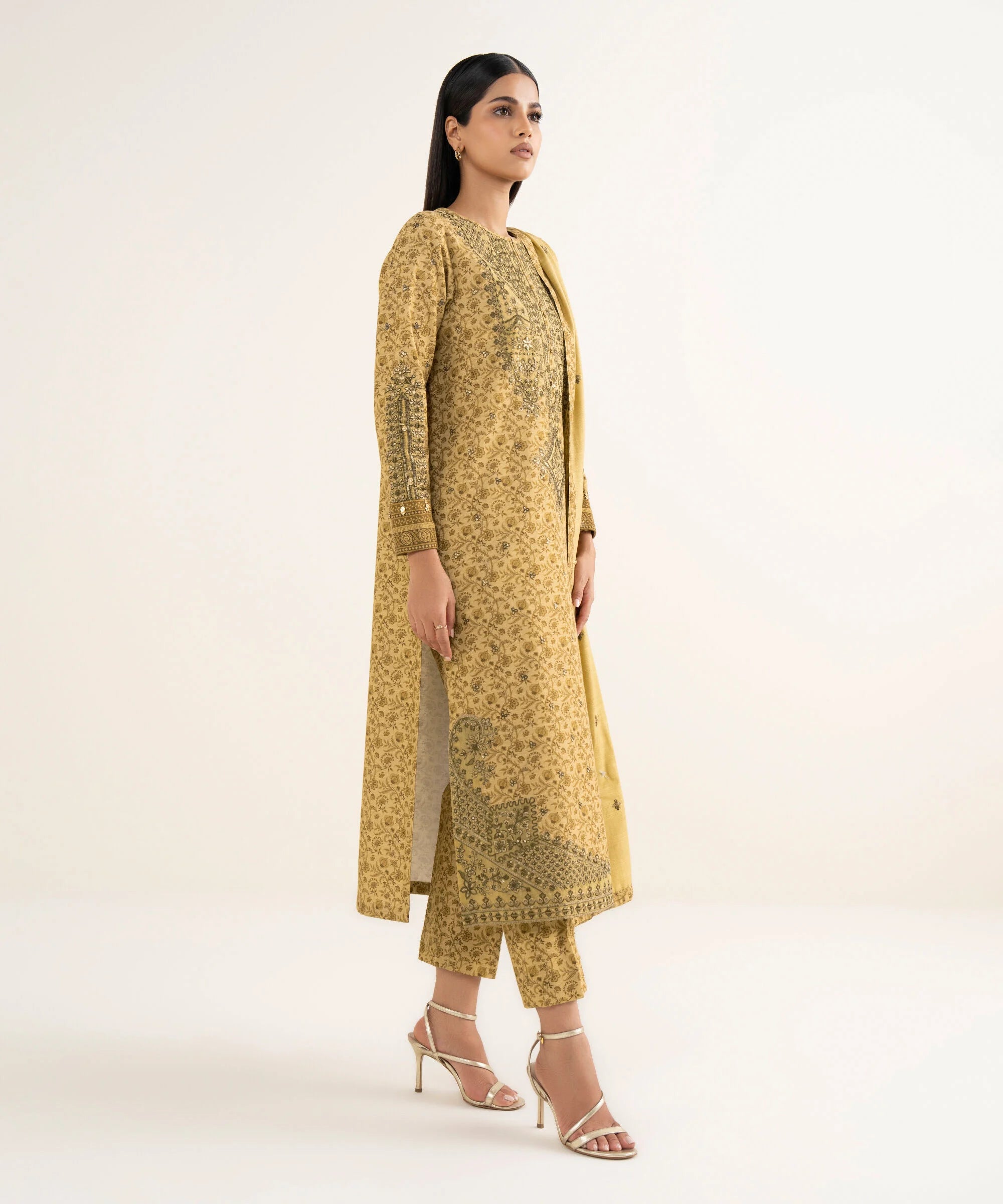 3 Piece - Embroidered Cotton Suit