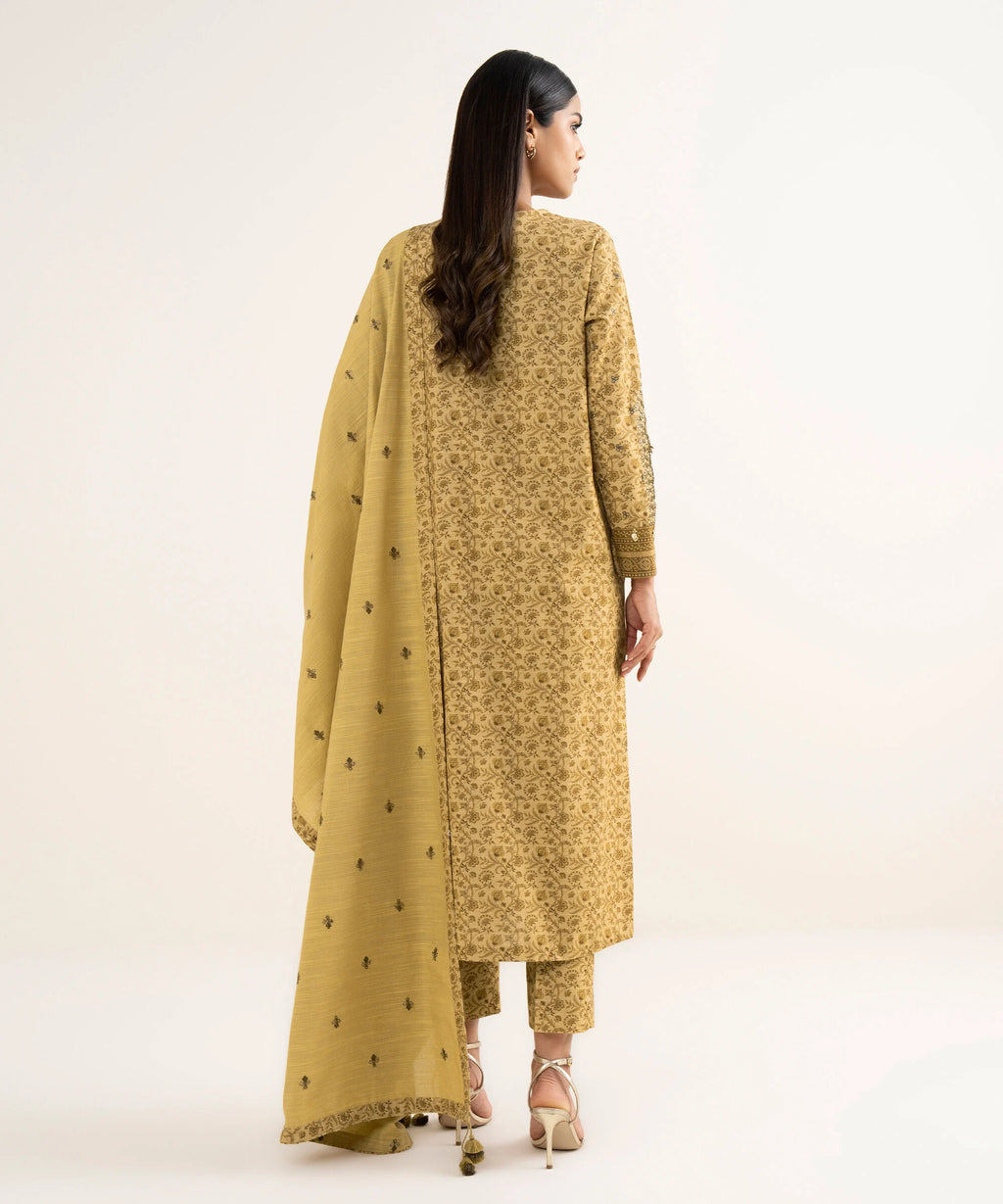 3 Piece - Embroidered Cotton Suit