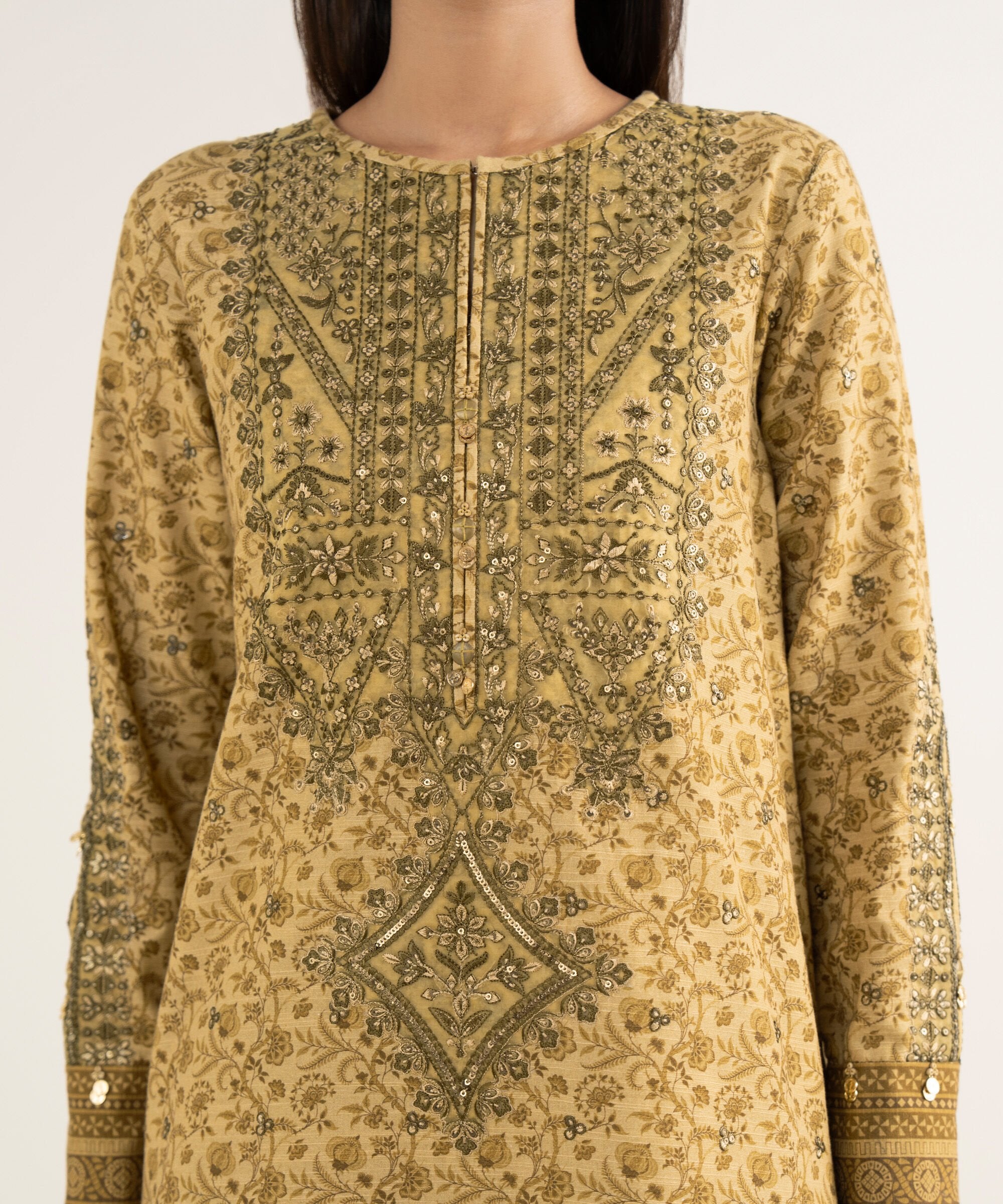 3 Piece - Embroidered Cotton Suit