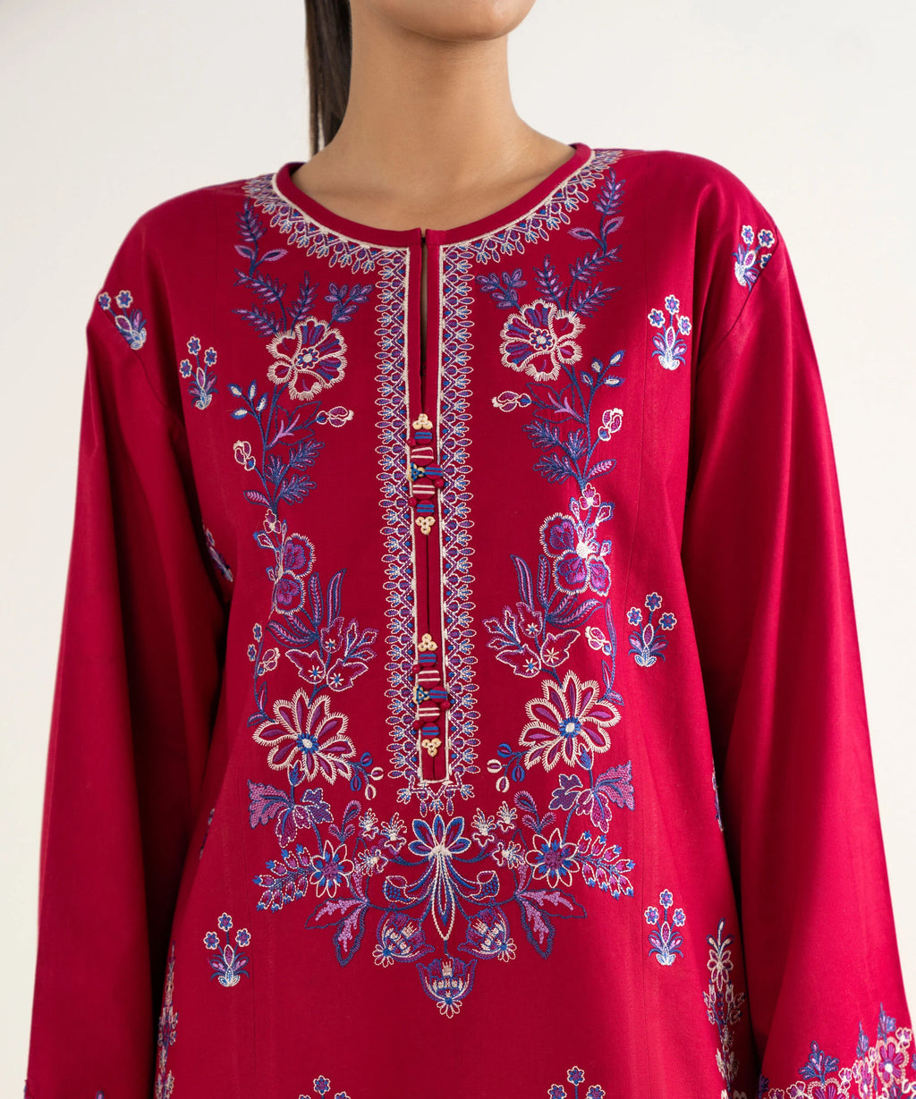 3 Piece - Embroidered Twill Suit