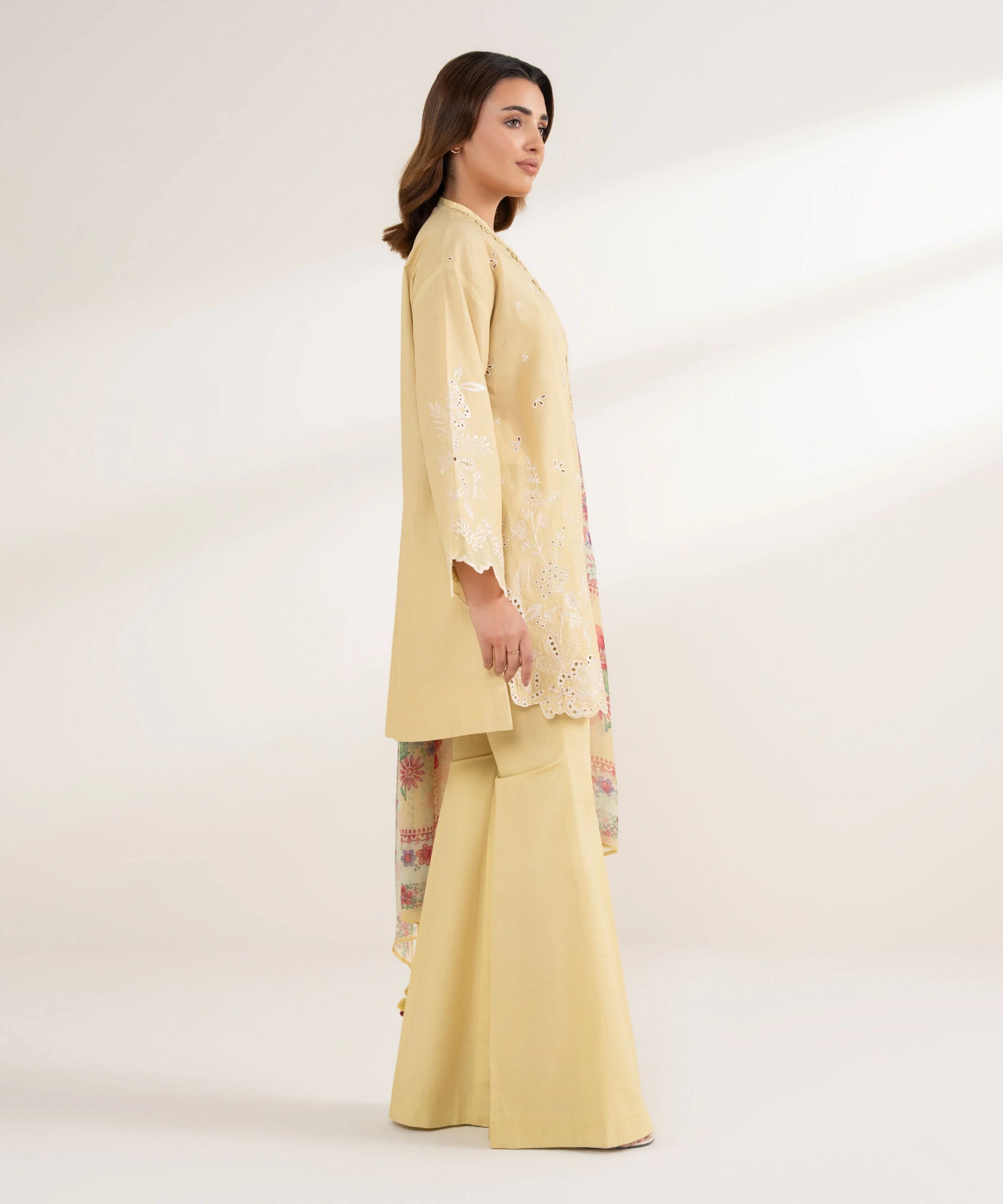 3 Piece - Embroidered Cotton Suit