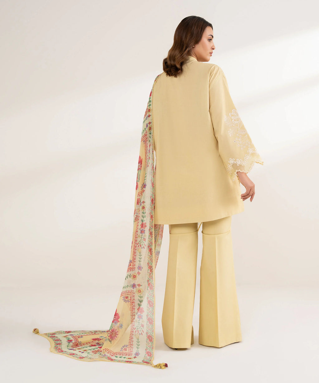 3 Piece - Embroidered Cotton Suit