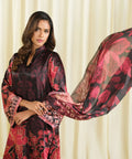 3 Piece - Printed Satin Suit
