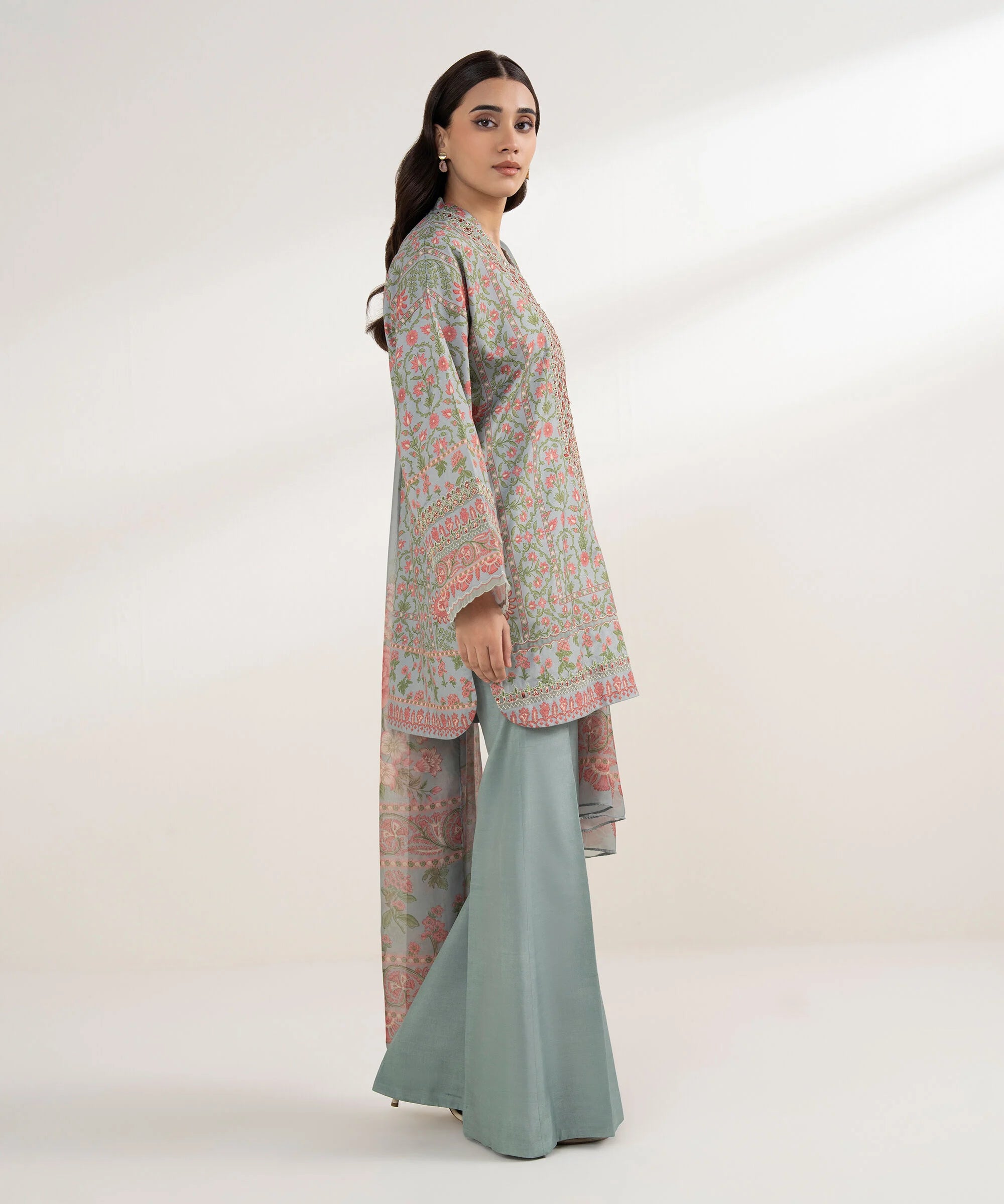3 Piece - Embroidered Silk Suit