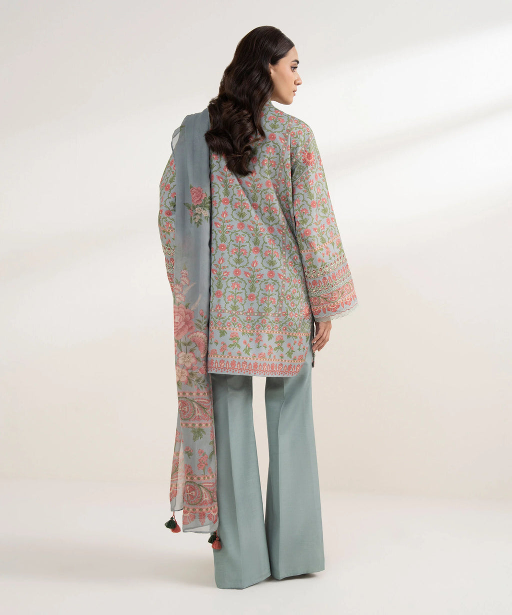 3 Piece - Embroidered Silk Suit