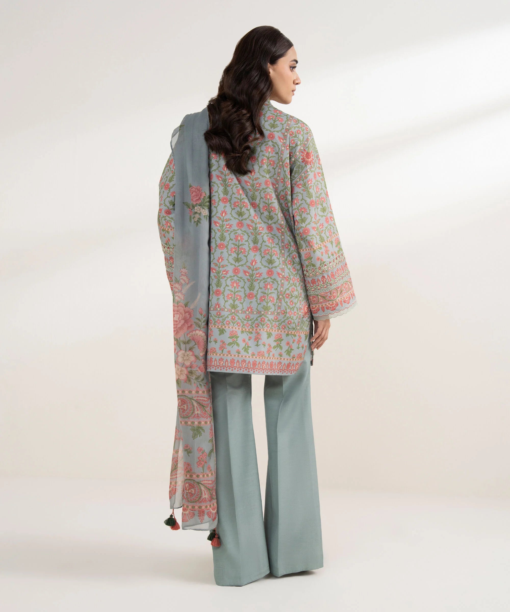 3 Piece - Embroidered Silk Suit