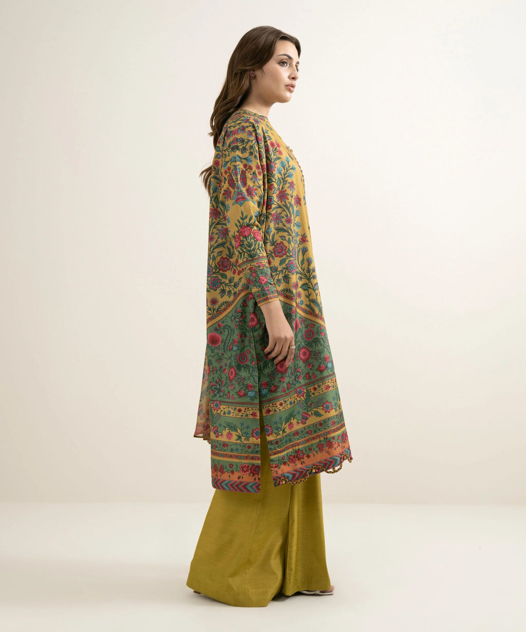3 Piece - Printed Silk Suit
