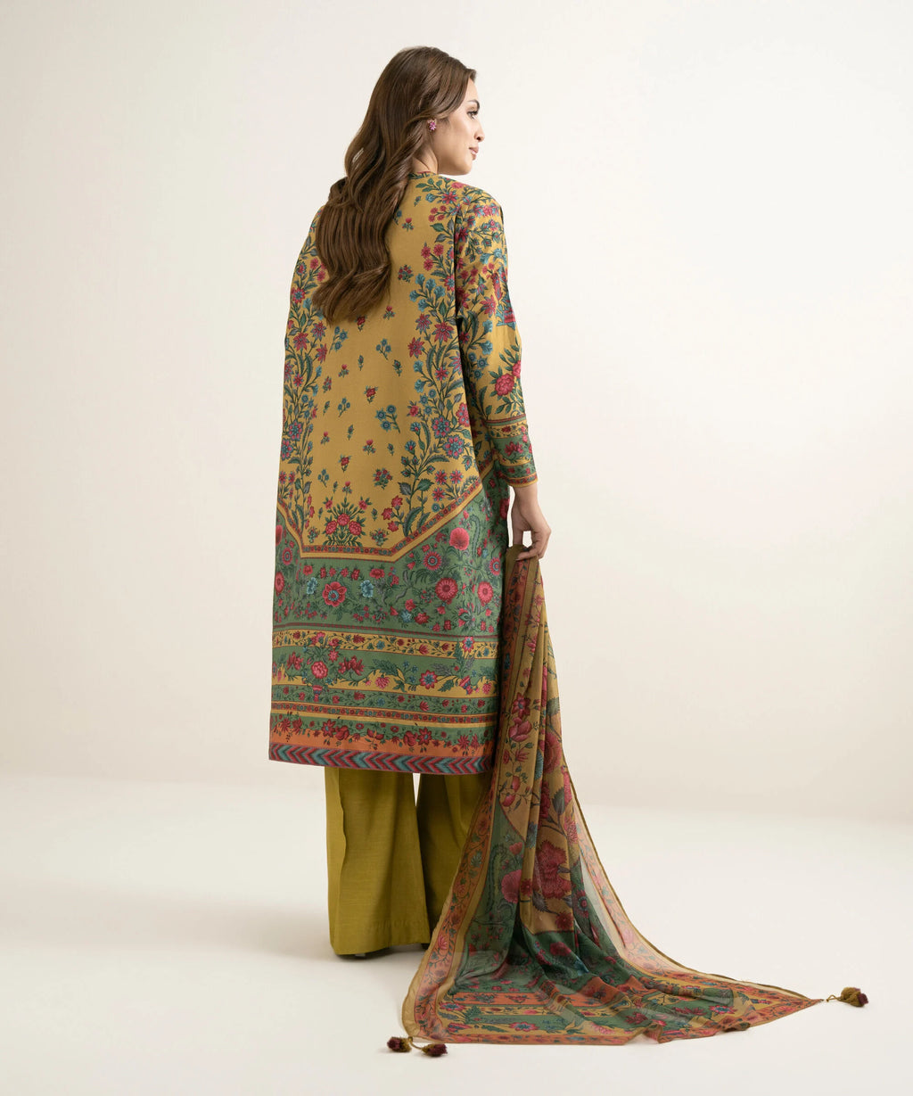 3 Piece - Printed Silk Suit