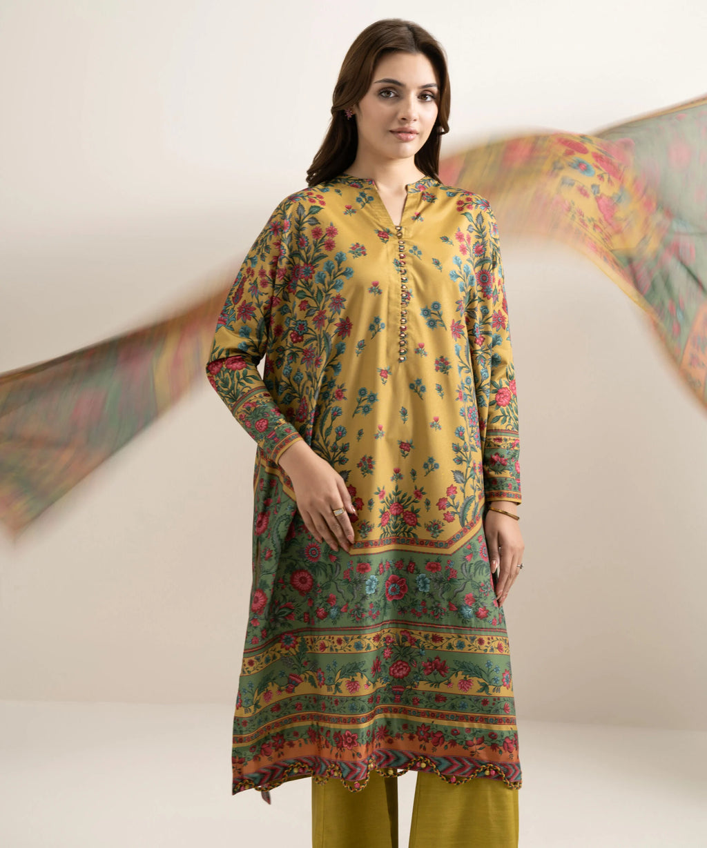 3 Piece - Printed Silk Suit