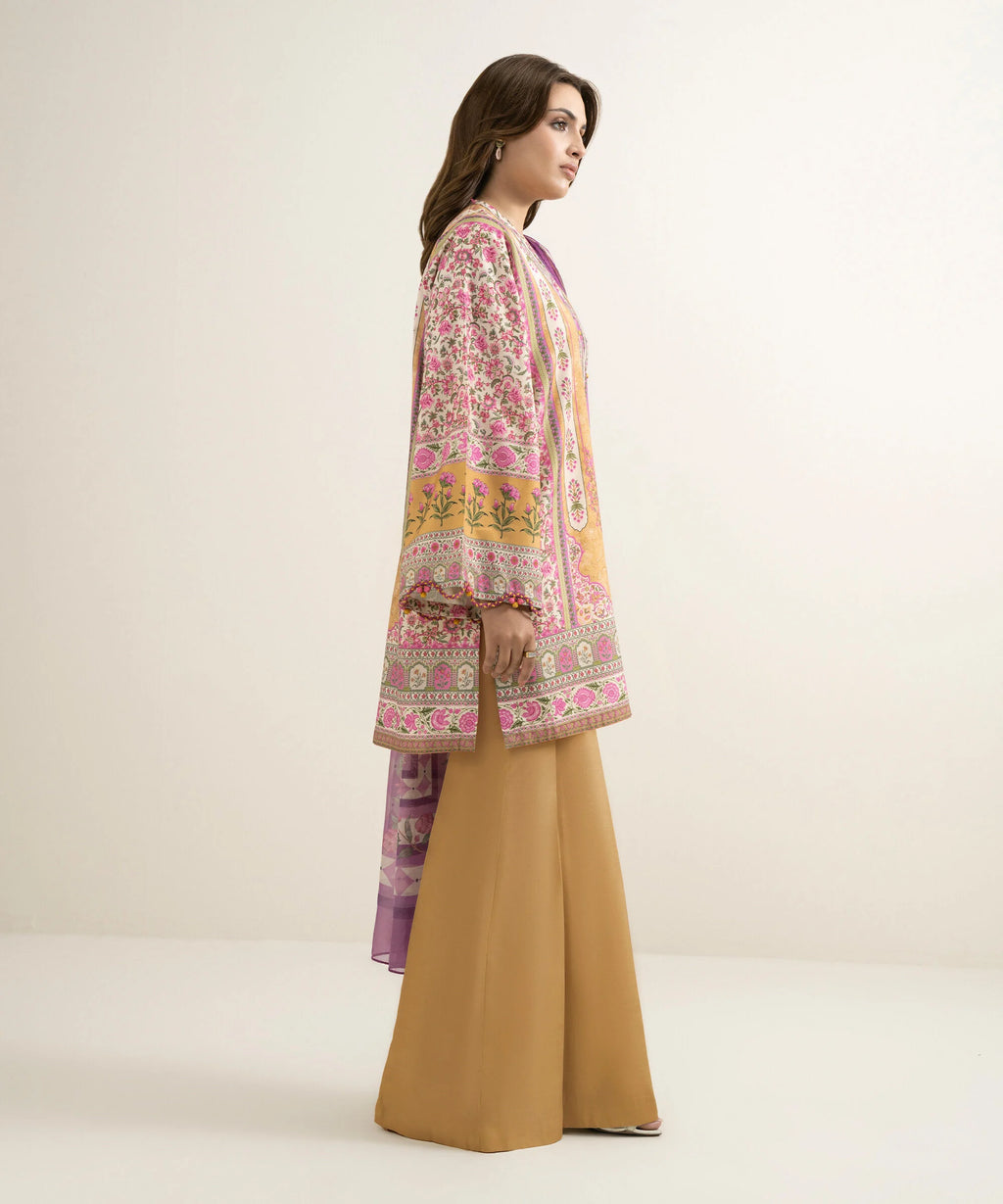 3 Piece - Printed Silk Suit