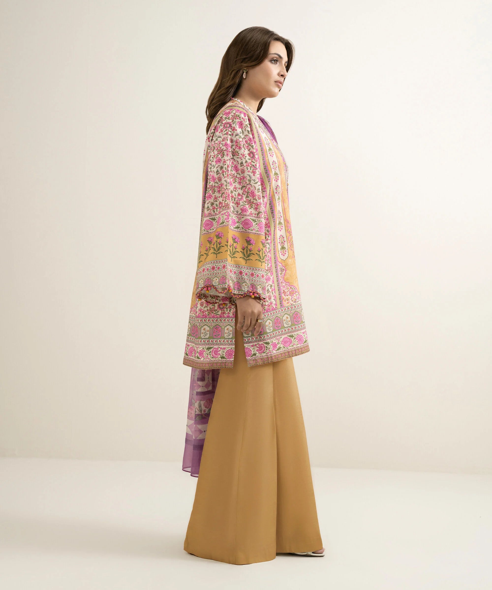 3 Piece - Printed Silk Suit