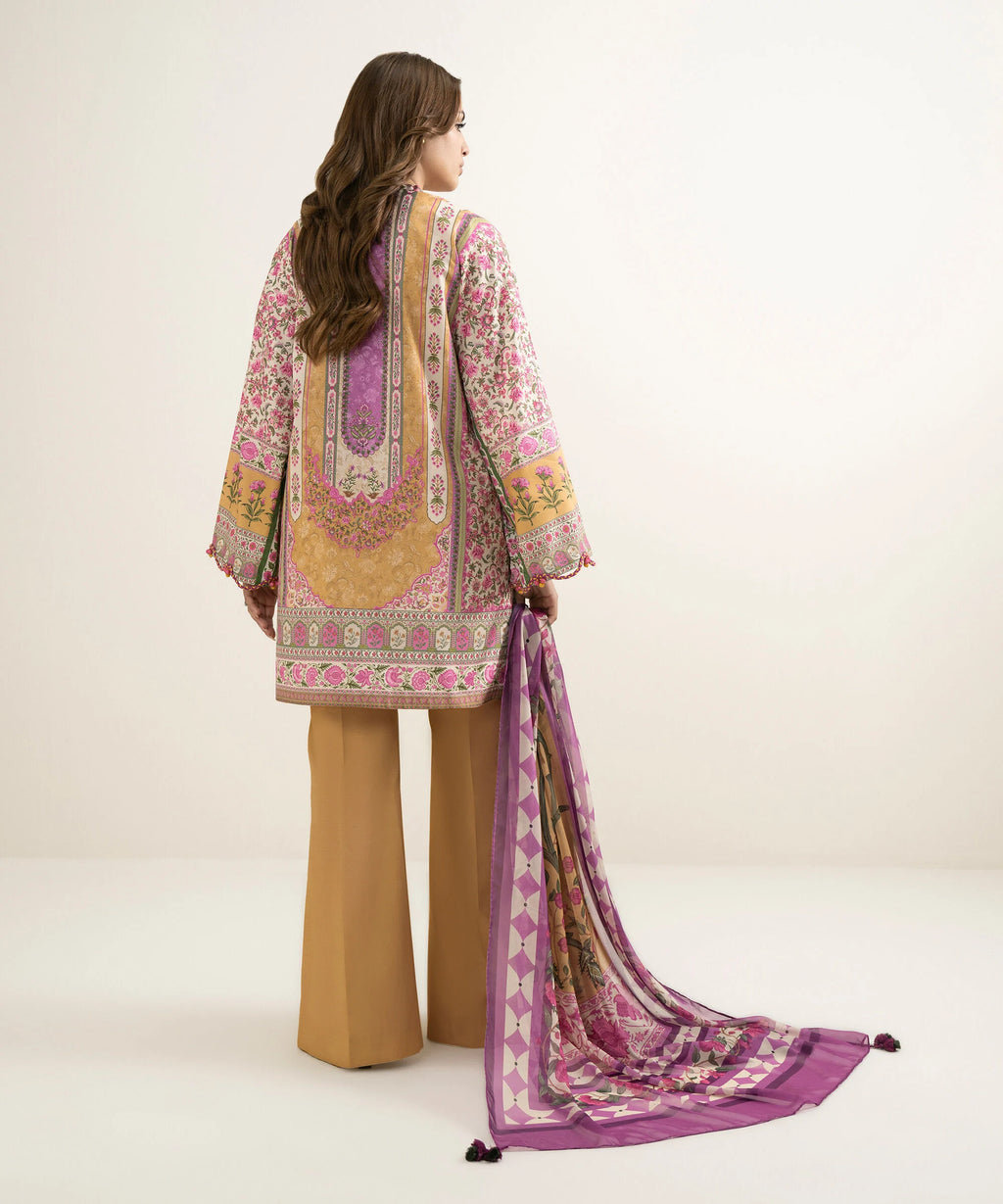3 Piece - Printed Silk Suit