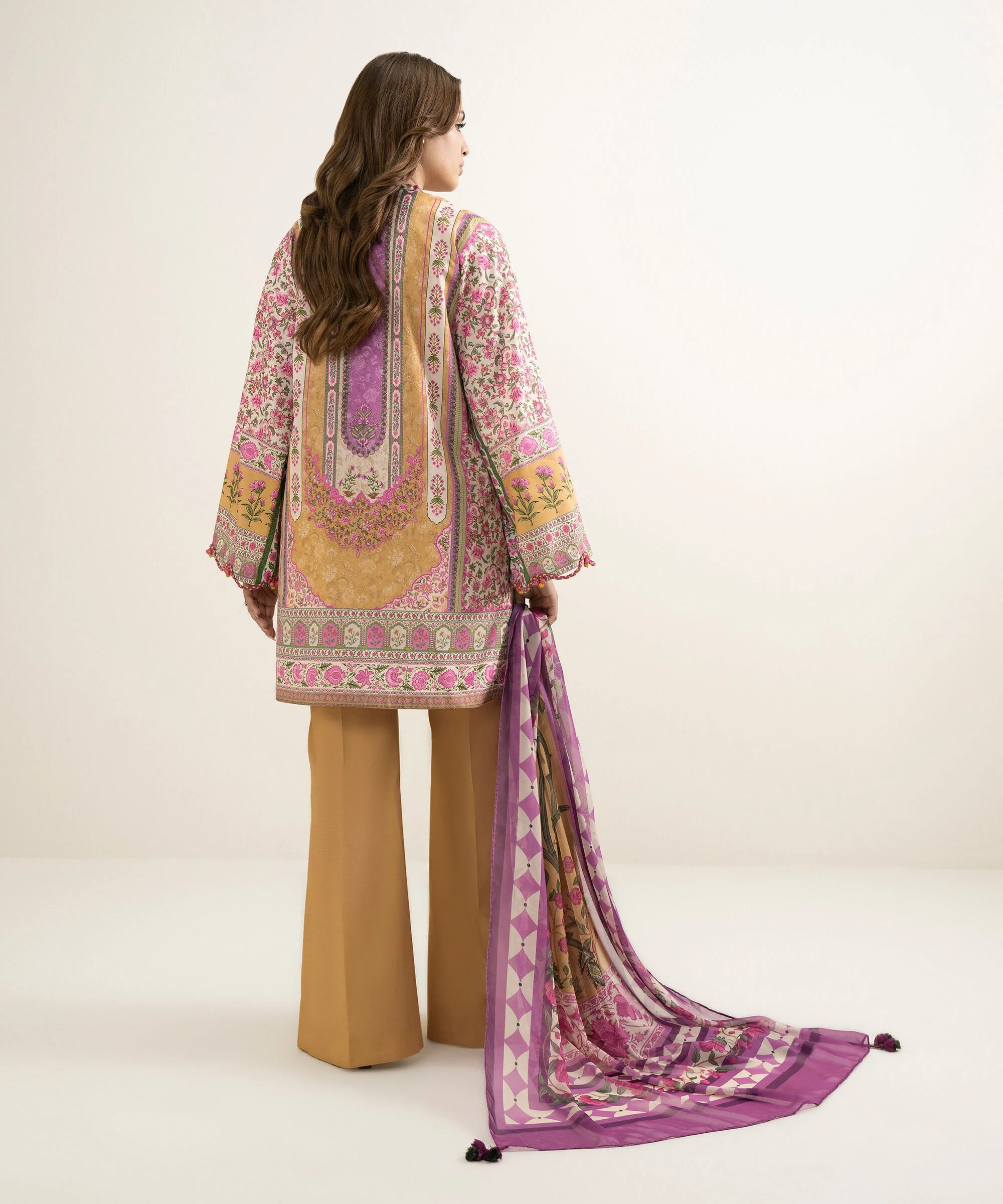 3 Piece - Printed Silk Suit