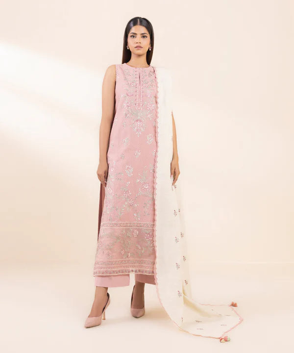 3 Piece - Embroidered Dobby Suit