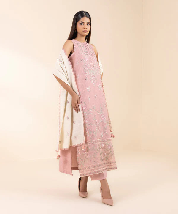 3 Piece - Embroidered Dobby Suit