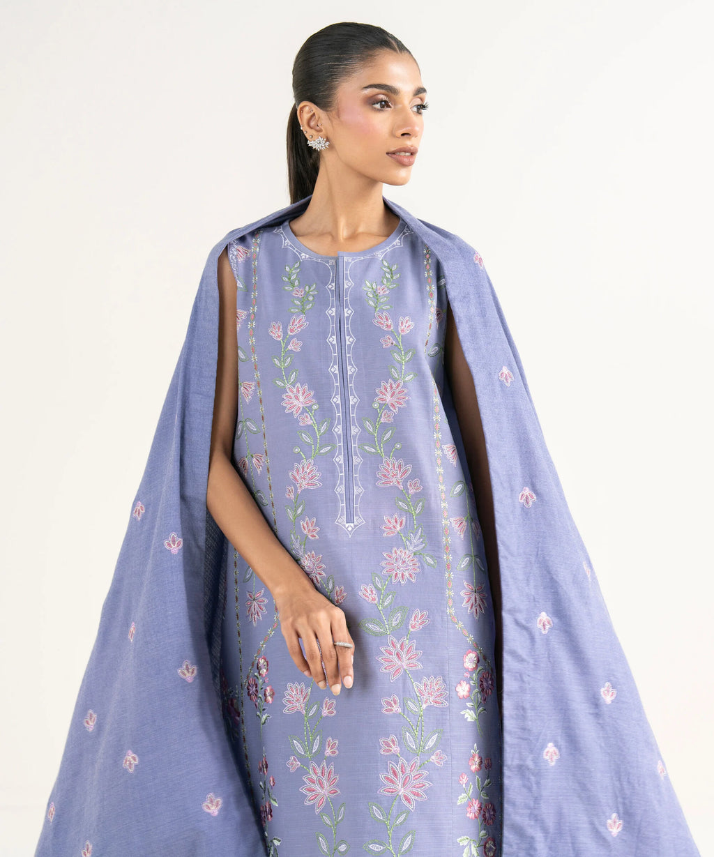 3 Piece - Embroidered Khaddar Suit
