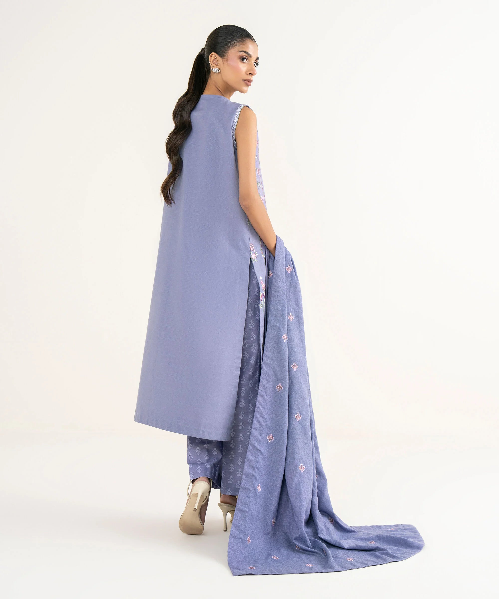 3 Piece - Embroidered Khaddar Suit