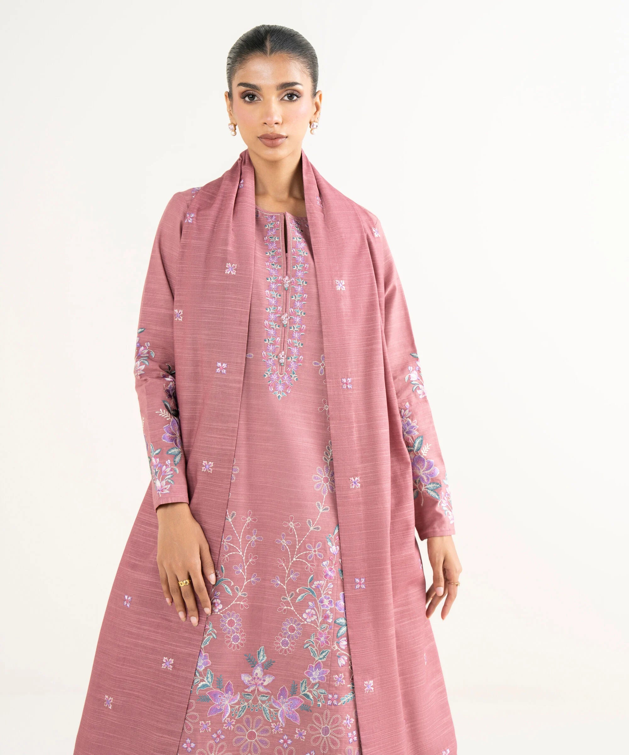 3 Piece - Embroidered Khaddar Suit