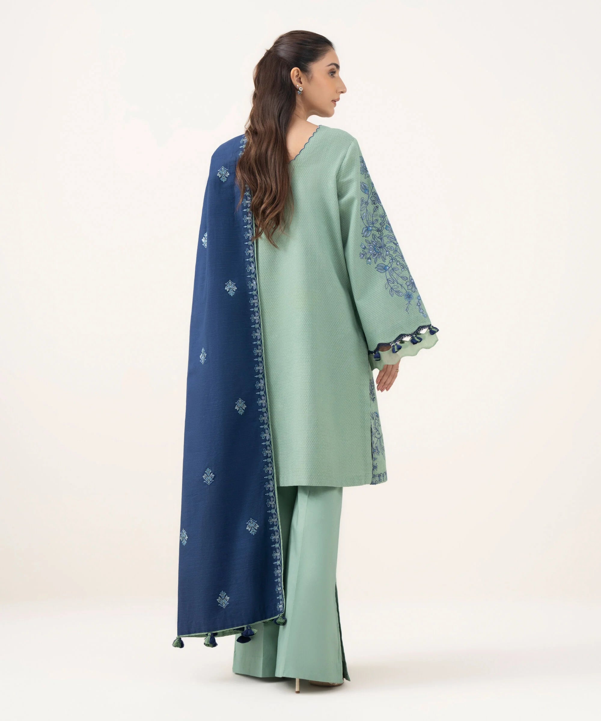 3 Piece - Embroidered Dobby Suit