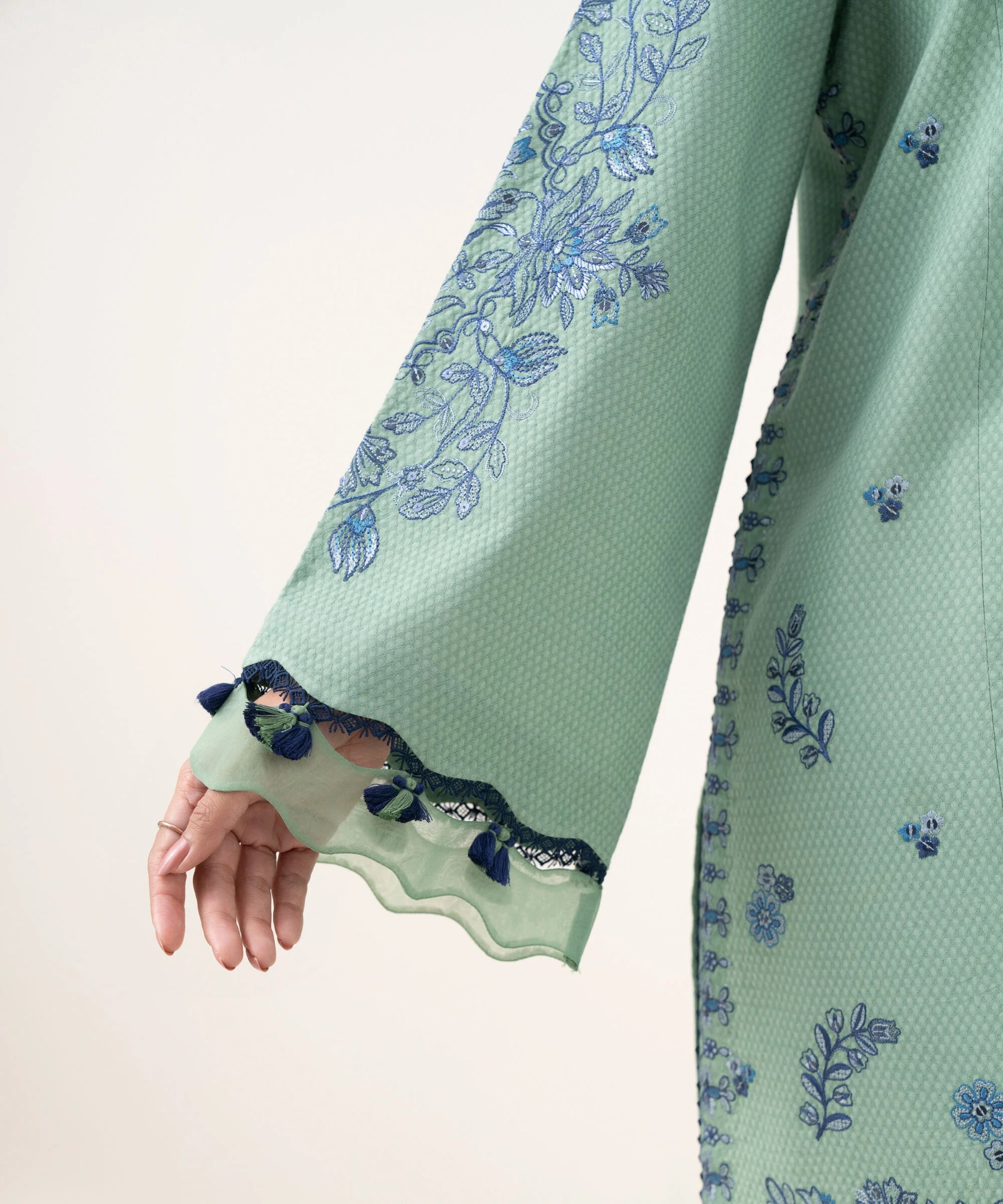 3 Piece - Embroidered Dobby Suit