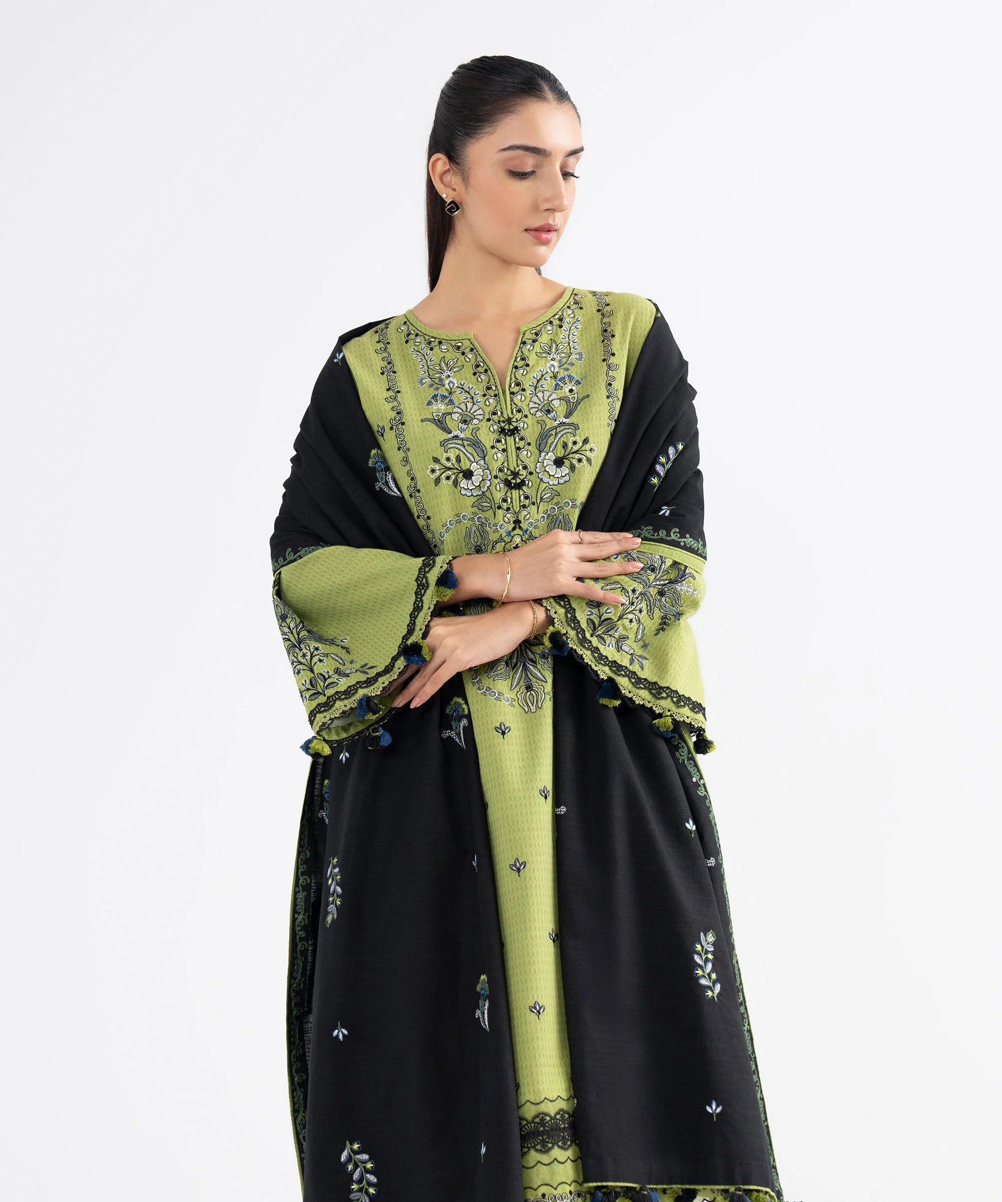 3 Piece - Embroidered Dobby Suit