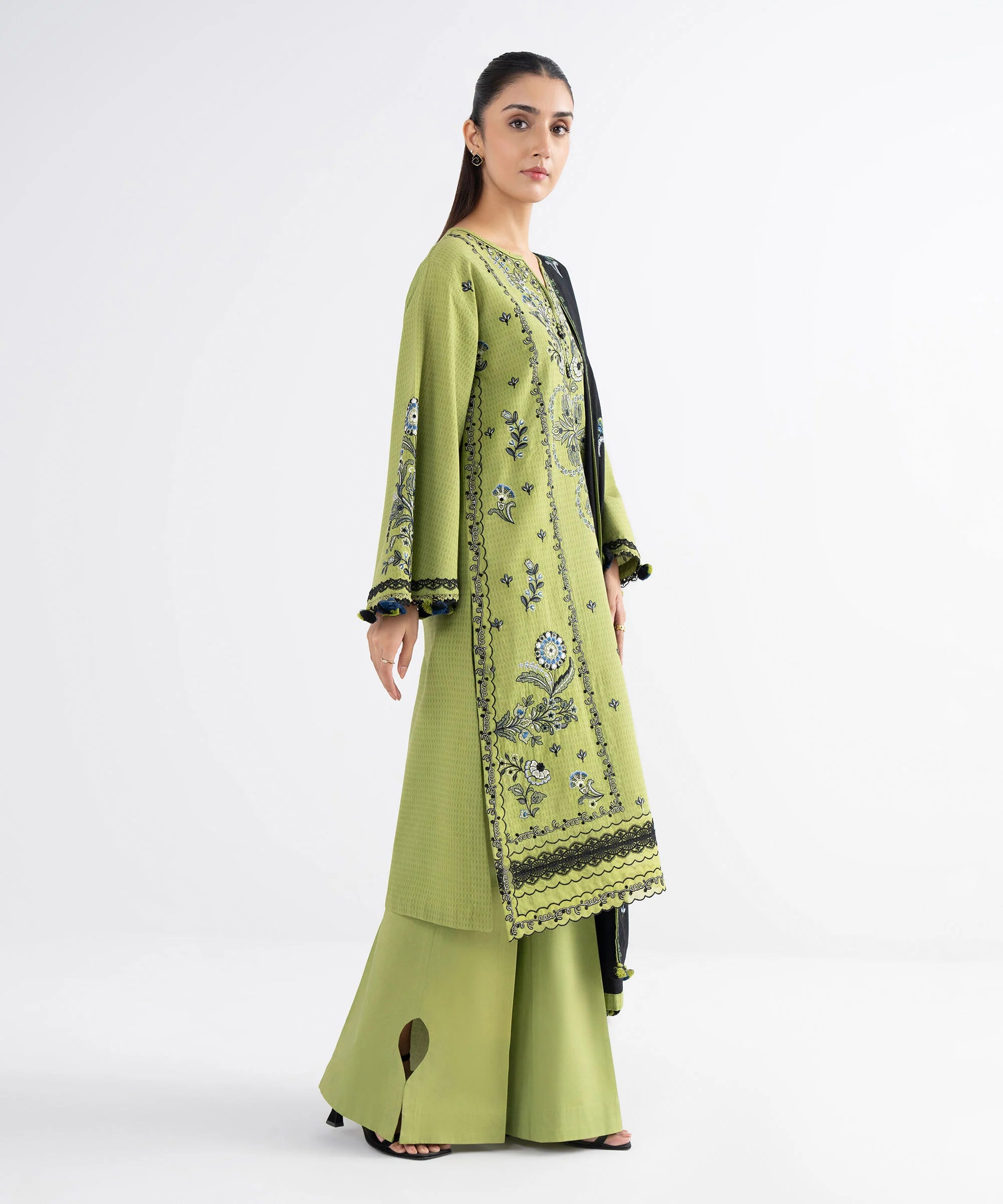 3 Piece - Embroidered Dobby Suit