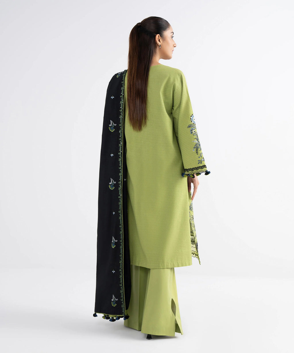 3 Piece - Embroidered Dobby Suit