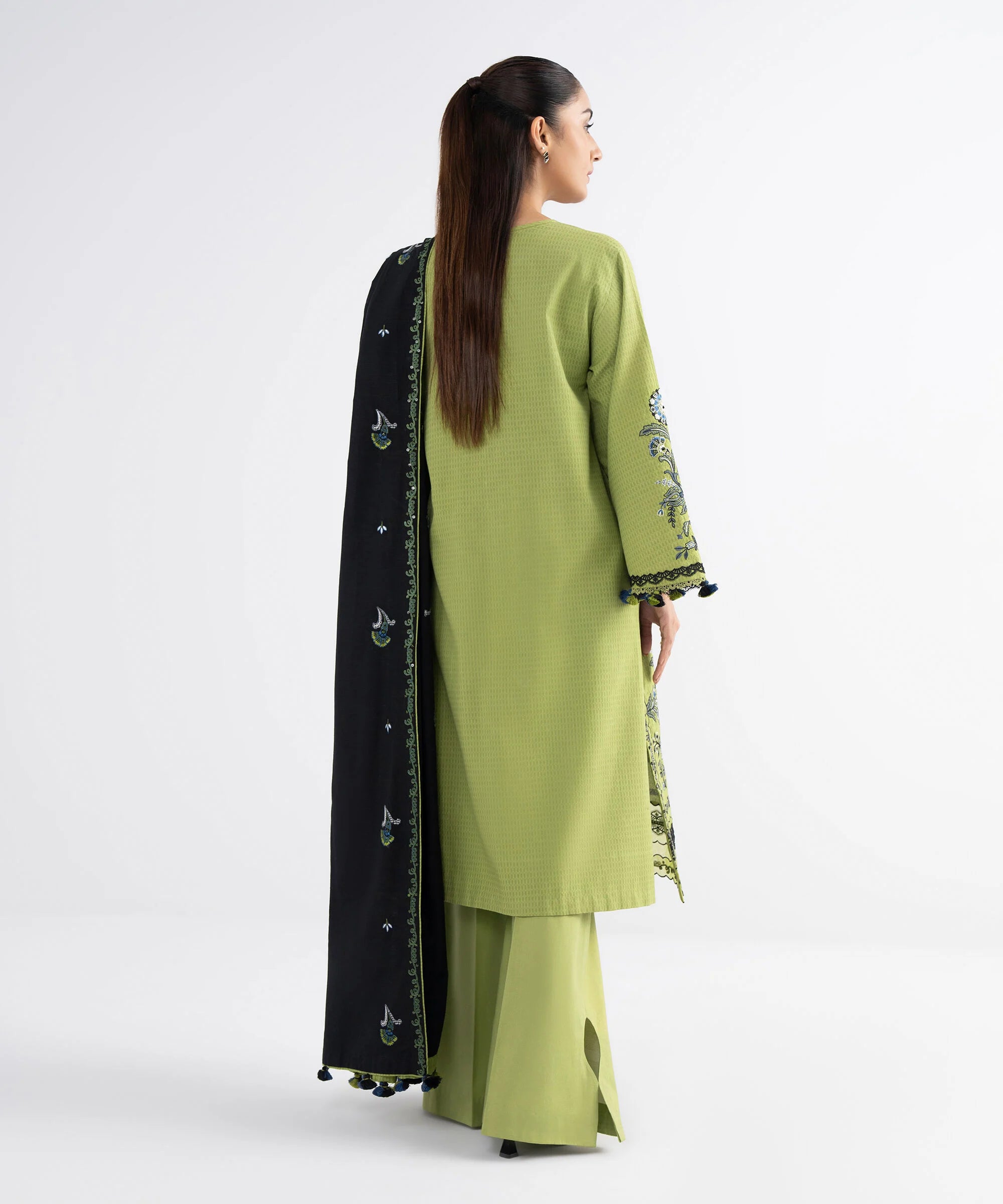 3 Piece - Embroidered Dobby Suit