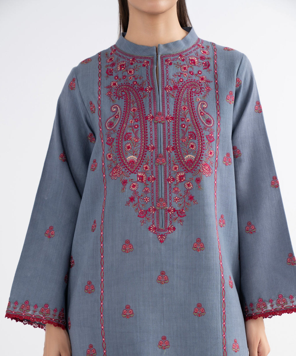 3 Piece - Embroidered Crosshatch Suit