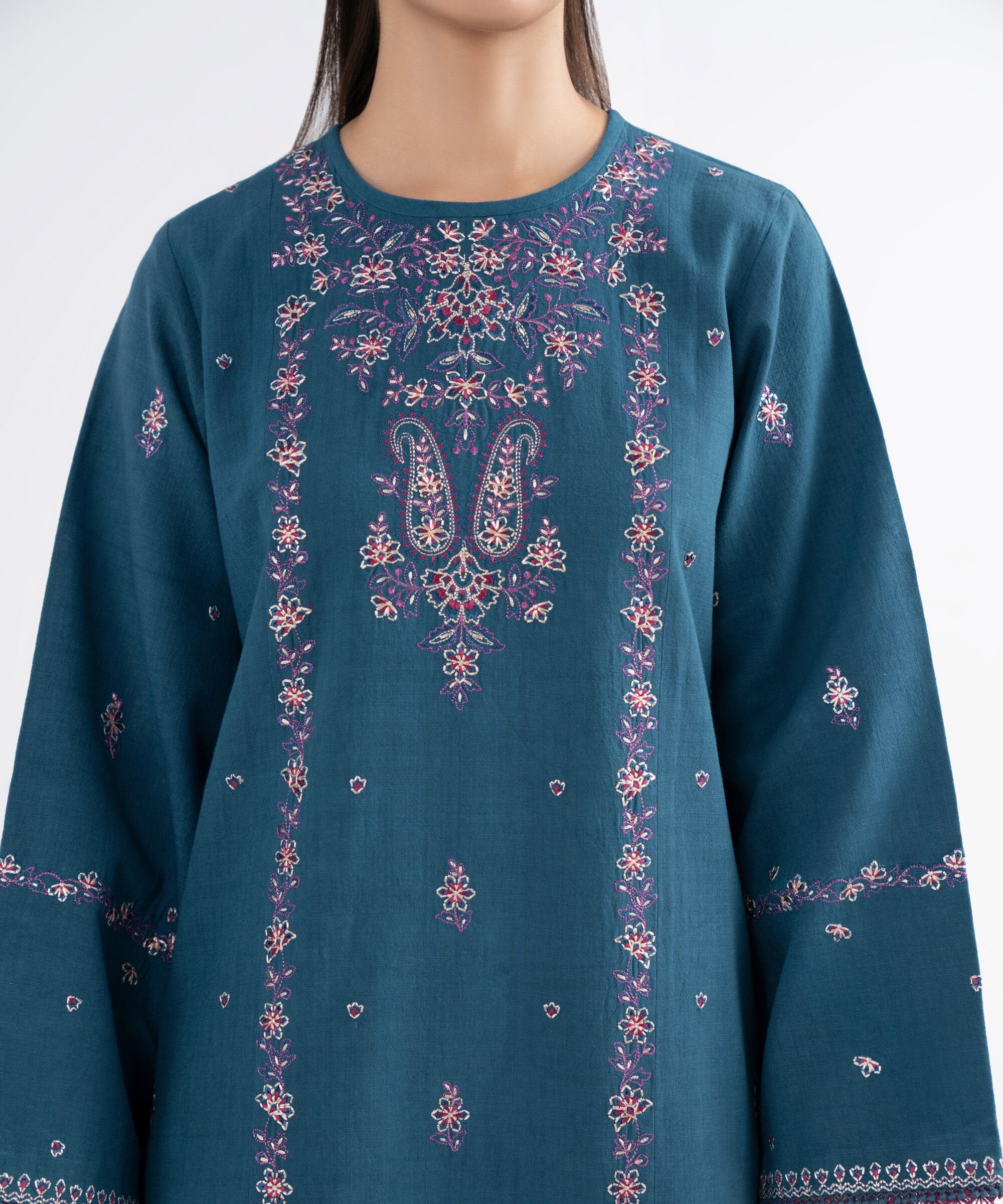 3 Piece - Embroidered Crosshatch Suit
