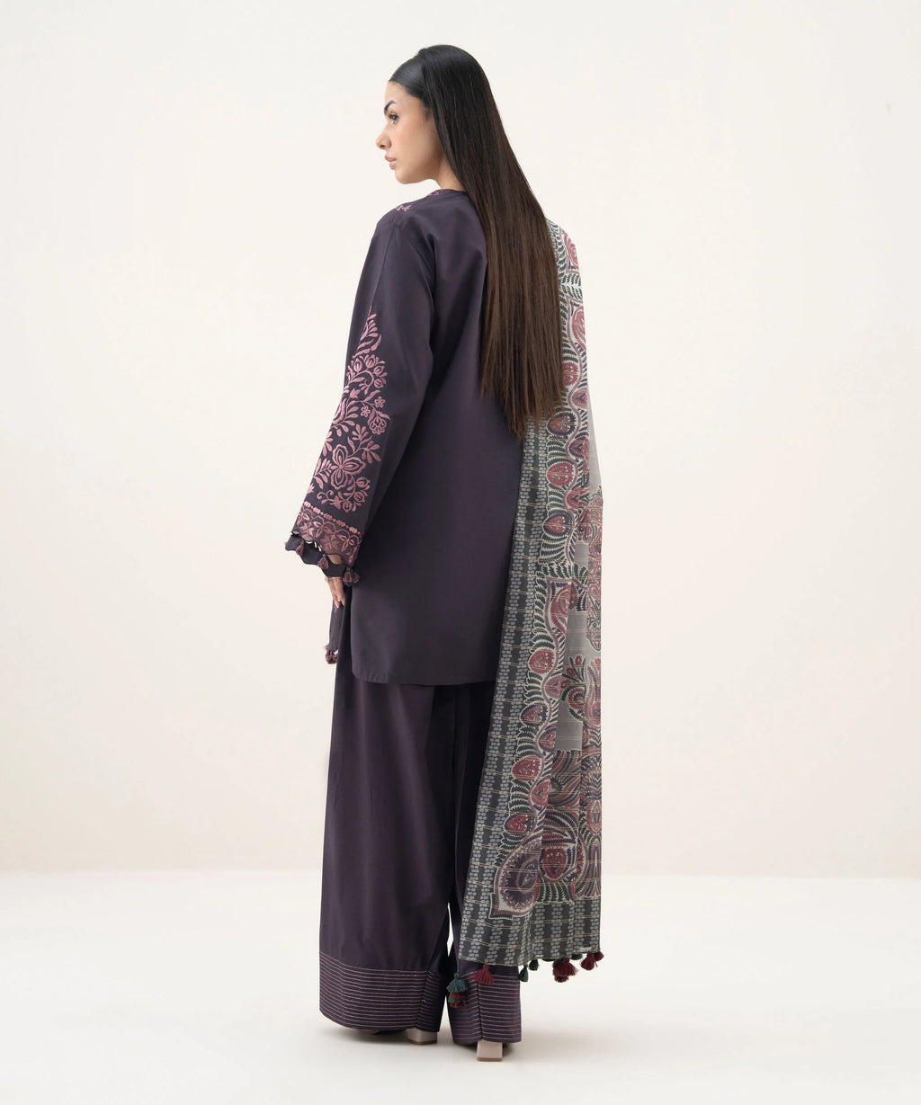 3 Piece - Embroidered Cotton Suit