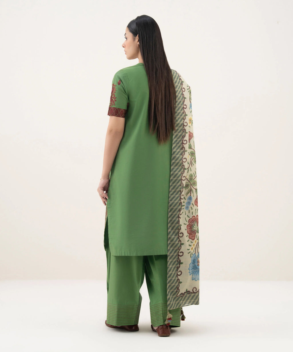 3 Piece - Embroidered Cotton Suit