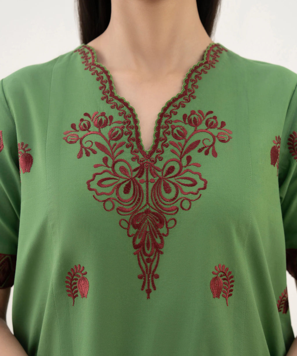 3 Piece - Embroidered Cotton Suit